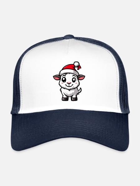 Chèvre de montagne Noël mignon - Casquette trucker  - blanc/marine - Devant