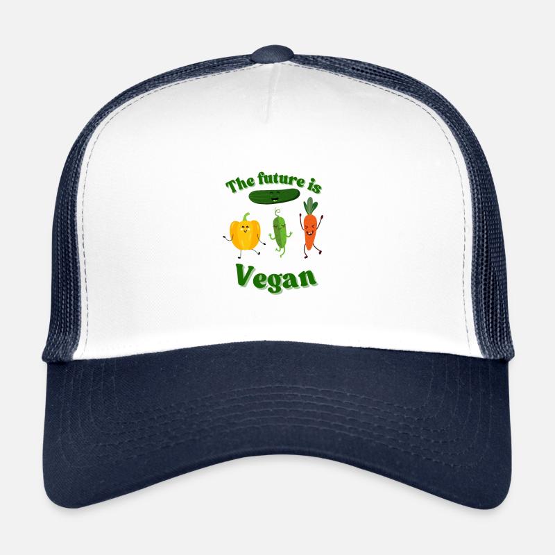 The Future Is Vegan Funny Vegetable Sticker Fun Trucker Cap