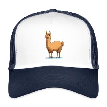 Happy Lama - Trucker Cap - Weiß/Navy - Vorne
