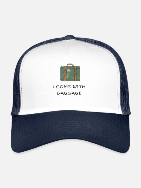 Inspirational message about baggage of our past. - Trucker Cap - white/navy - Front