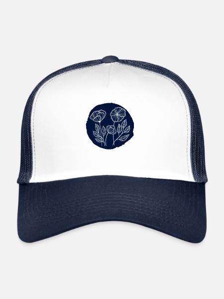 Poppies stain - Trucker Cap - white/navy - Front