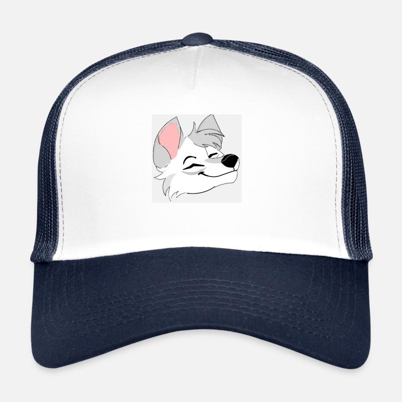 Glücklicher Wolf mit geschlossen Augen. Trucker Cap