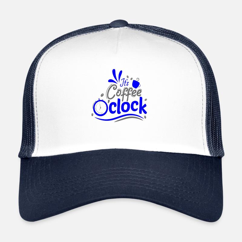 It's Coffee o clock Kaffee Uhr Uhrzeit - Trucker Cap - Weiß/Navy