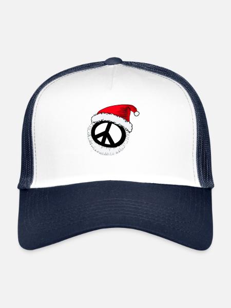 Paix d’hiver Noël Signe de paix 5 - Casquette trucker  - blanc/marine - Devant