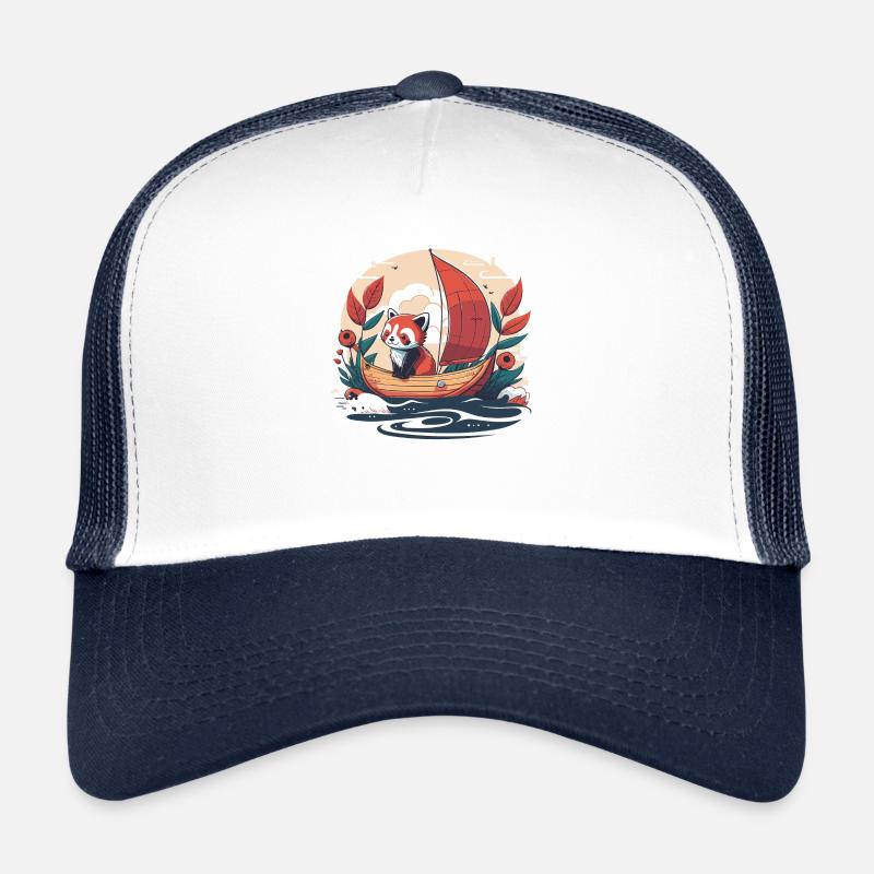 Panda roux sur un bateau - Casquette trucker  - blanc/marine