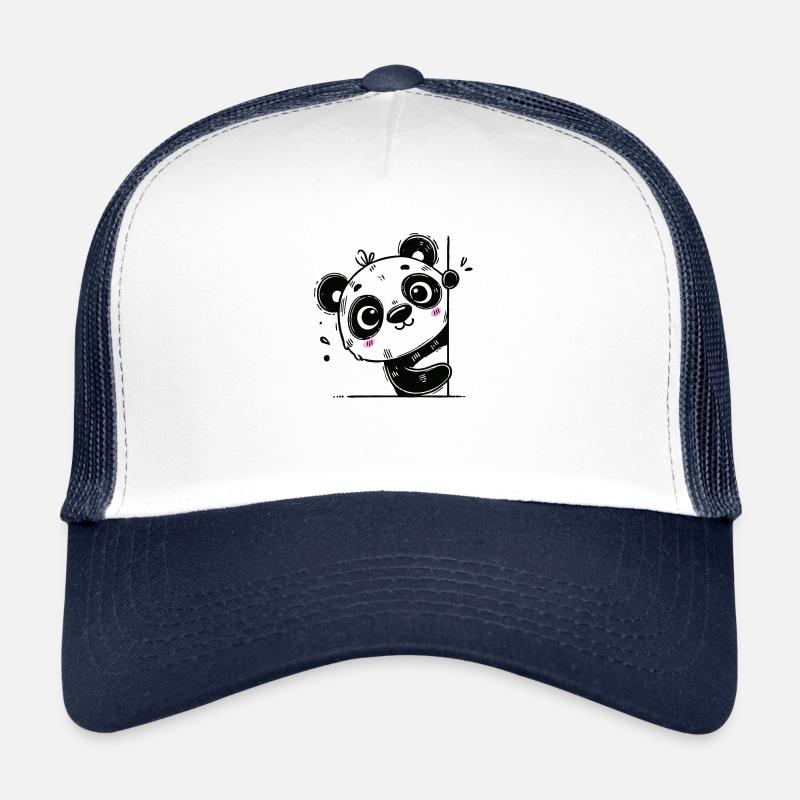 Cute panda looking around the corner Trucker Cap