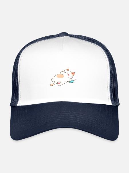 404 Motivation Not Found – Kawaii Sleeping Cat - Trucker Cap - white/navy - Front