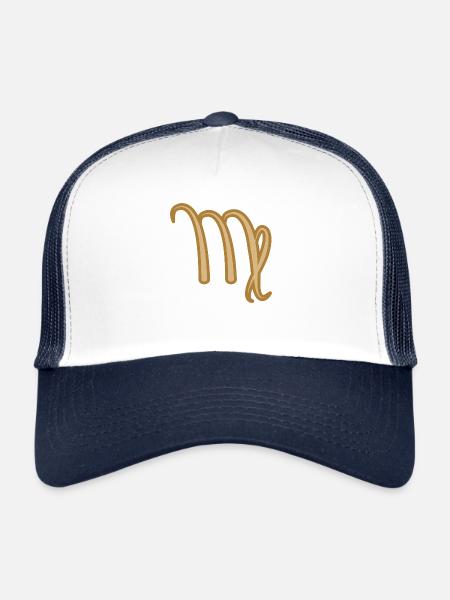 Symbole du zodiaque Vierge Deux Tons Doré - Casquette trucker  - blanc/marine - Devant