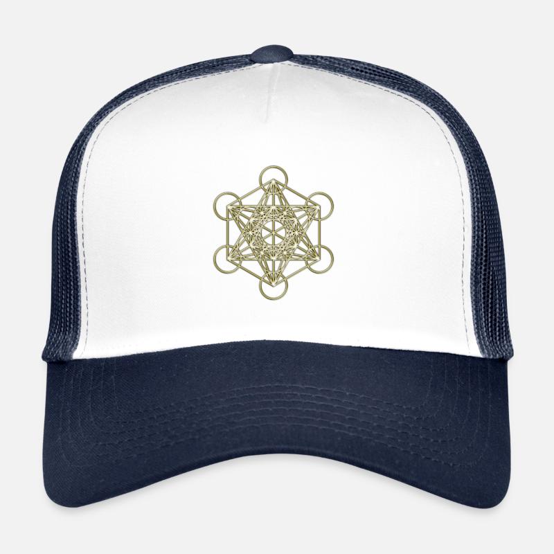 Metatron's Cube gold 3D - Trucker Cap - white/navy