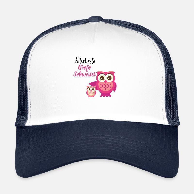 beste große Schwester Eule große Schwester - Trucker Cap - Weiß/Navy