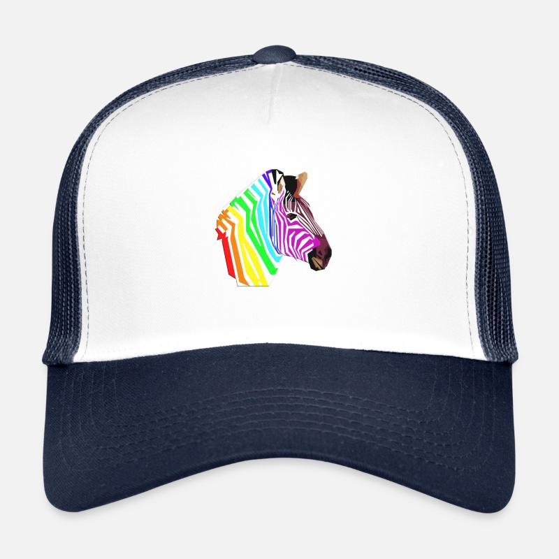 Regenbogen Afrika Tier Zebra Punk Einhorn Geschenk - Trucker Cap - Weiß/Navy