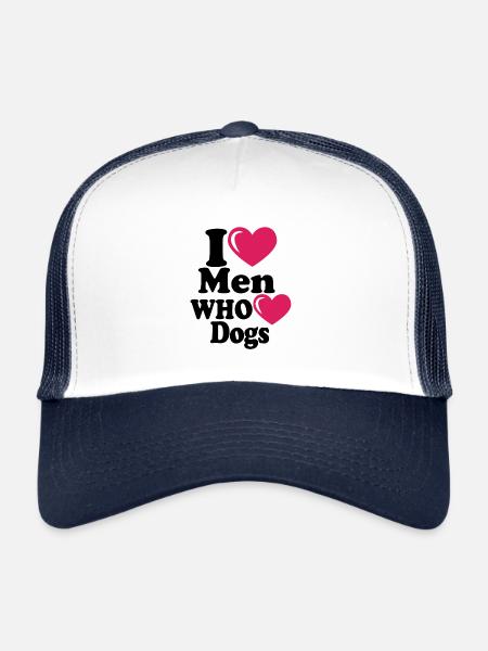 i heart men who heart dogs - Trucker Cap - white/navy - Front