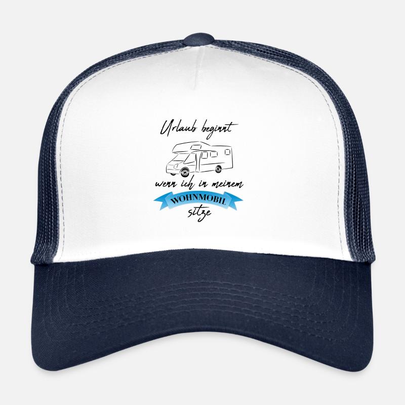 Wohnmobil Geschenkidee Camper Freizeit Urlaub - Trucker Cap - Weiß/Navy