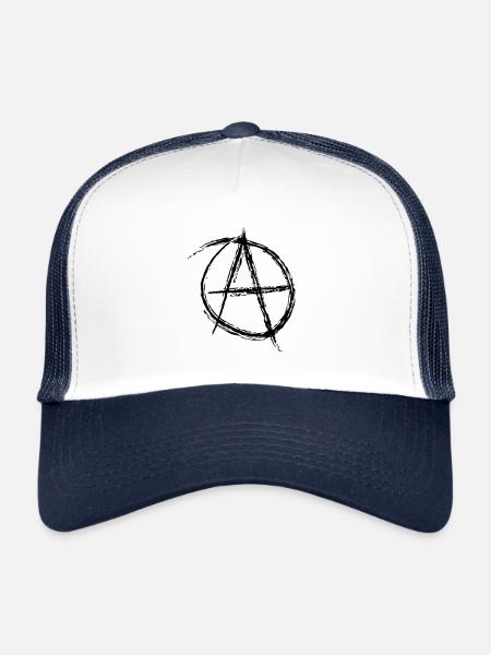 Anarchy A Anti Anti, punk illu super rebell - Trucker Cap - white/navy - Front