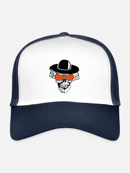 death tete poker carre as - Trucker Cap - white/navy - Front