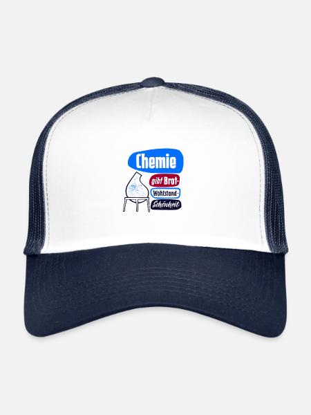 DDR CHEMIE VEB Propaganda Retro Industrie Design - Trucker Cap - Weiß/Navy - Vorne