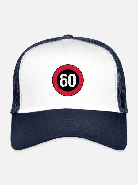Bouclier anniversaire 60 vintage - Casquette trucker  - blanc/marine - Devant