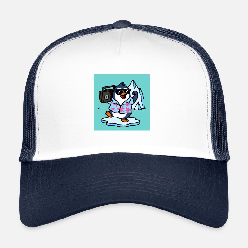 Penguin with jukebox Funny animals Trucker Cap