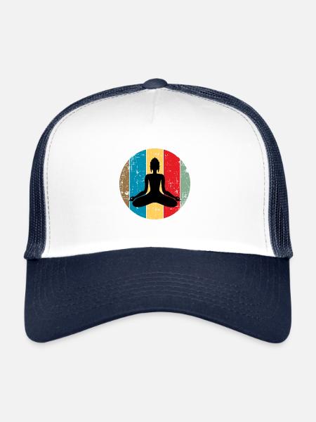 Bouddhisme Vintage - Casquette trucker  - blanc/marine - Devant