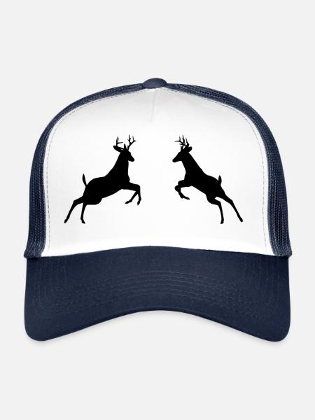 Hirsch fight - Trucker Cap - white/navy - Front
