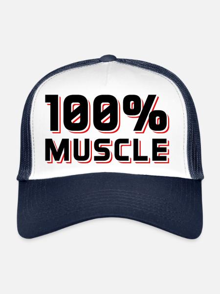100% MUSCLE - Casquette trucker  - blanc/marine - Devant