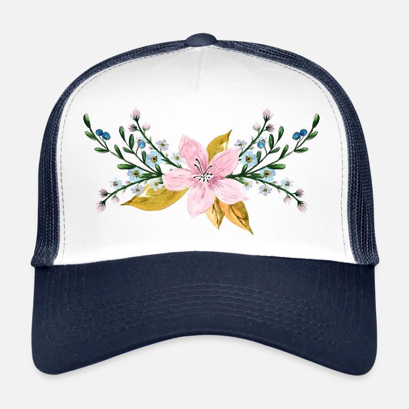 flowers - Trucker Cap - white/navy