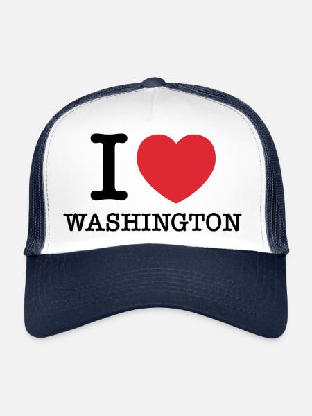 J’aime Washington | J’aime Washington - Casquette trucker  - blanc/marine - Devant