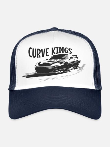 Curve Kings Auto Drift Tuning Club Drifting Car - Trucker Cap - Weiß/Navy - Vorne