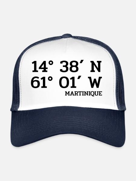 Martinique Coordinates - Koordinaten - West Indies - Trucker Cap - white/navy - Front