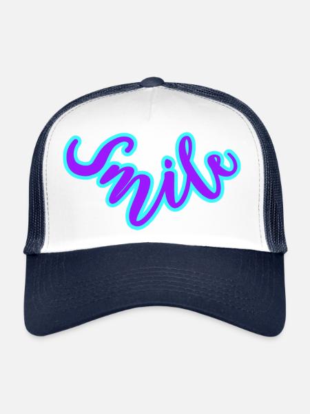 Avec le sourire 🌞 - Casquette trucker  - blanc/marine - Devant