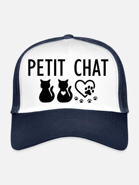 Petit chat - Casquette trucker  - blanc/marine - Devant