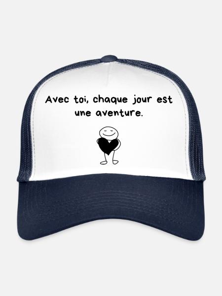 With you every day is an adventure - Trucker Cap - white/navy - Front