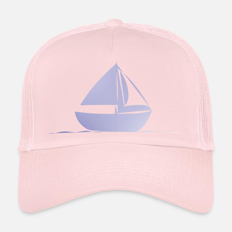 Minimalistisches Segelboot in Hellblau Trucker Cap