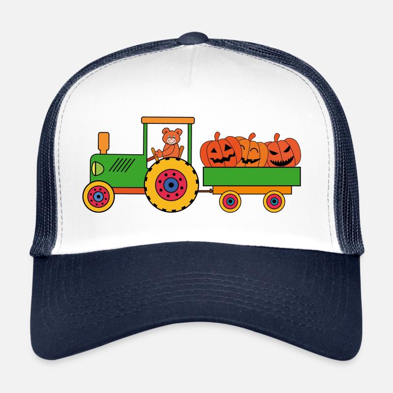 Halloween tractor with teddy bears Trucker Cap