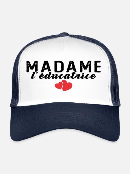 Femme Educatrice Spécialisée Madame L'éducatrice - Casquette trucker  - blanc/marine - Devant