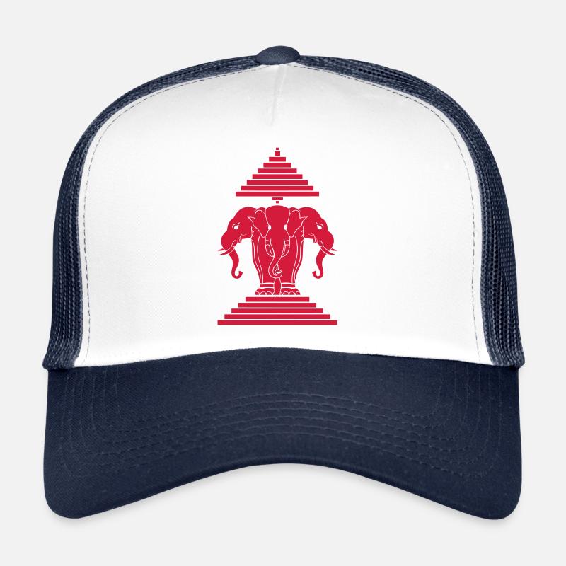 Erawan Lao / Drapeau Laos - Casquette trucker  - blanc/marine