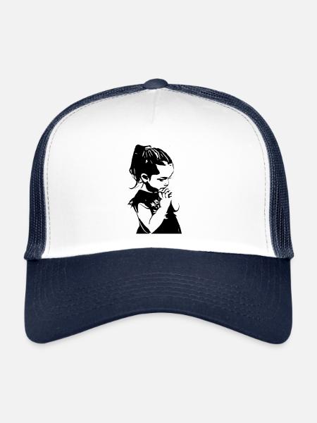 fille - Casquette trucker  - blanc/marine - Devant