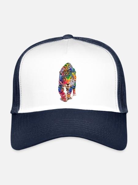 Multicolour leopard - Trucker Cap - white/navy - Front