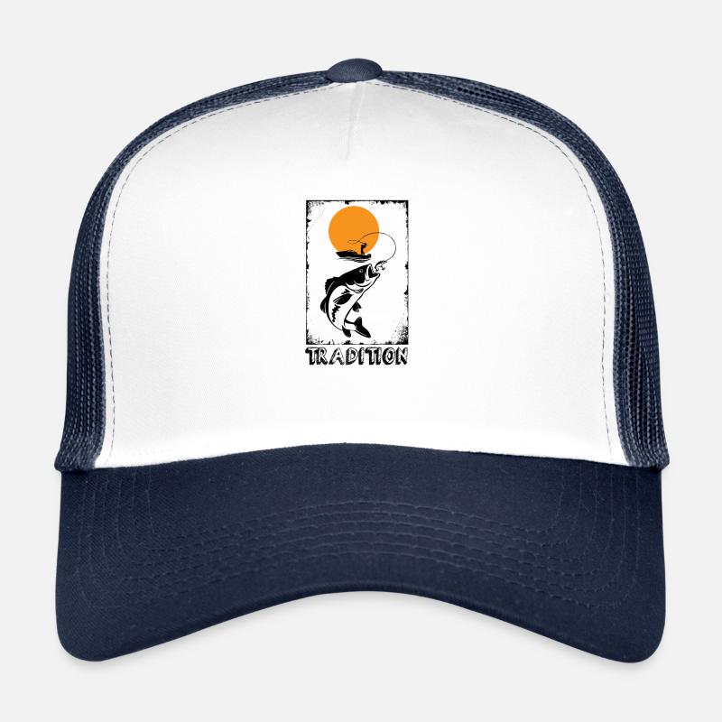 Pêche pêche pêche pêcheur pêcheur pêcheur - Casquette trucker  - blanc/marine