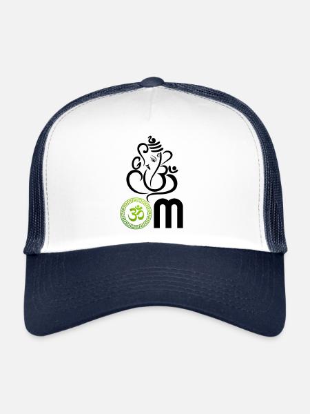 OM vert, Om, Om hindou, symbole Om, Ganesh OM - Casquette trucker  - blanc/marine - Devant