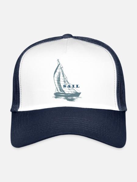 sailboat,sea,gift,maritim,cool,trend, - Trucker Cap - white/navy