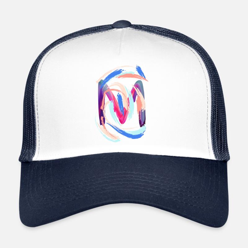 Lettre "M" - Casquette trucker - blanc/marine