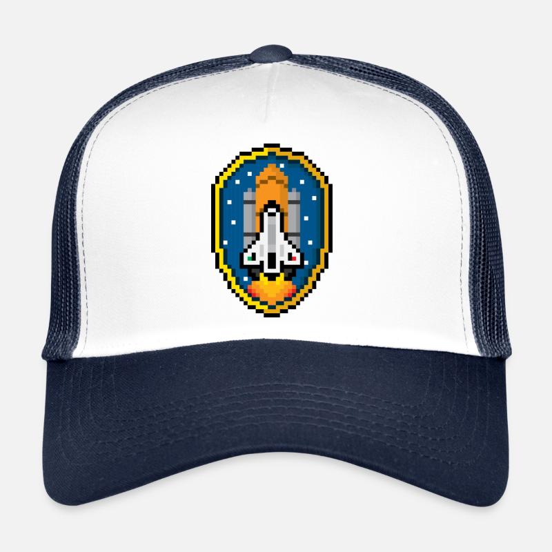 Space Shuttle Badge (Pixel art/Space Badge) - Trucker Cap - white/navy