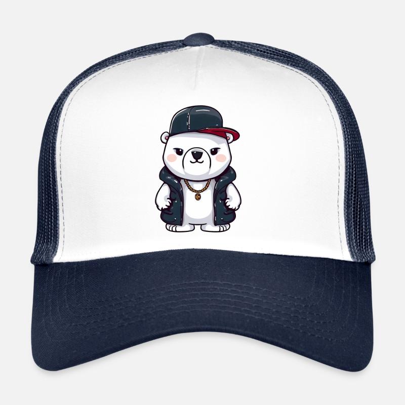 Gangster Eisbär mit Goldkette und Basecap Trucker Cap