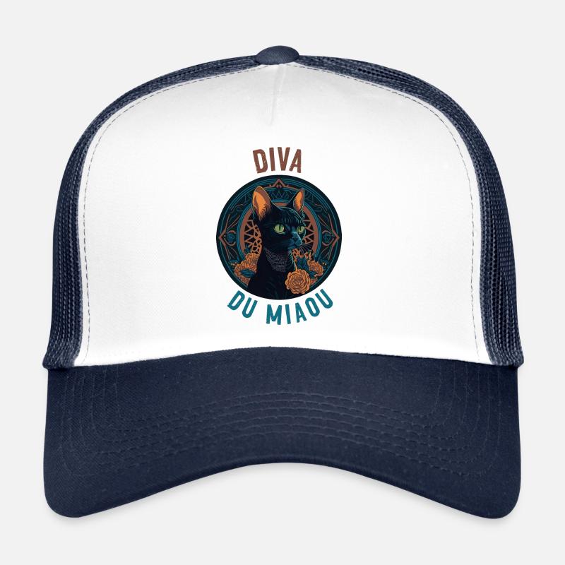 Portrait de chatte élégante : Diva du Miaou Casquette trucker 