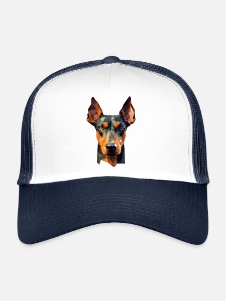 Doberman - Polygon Dog Design - Trucker Cap - white/navy - Front
