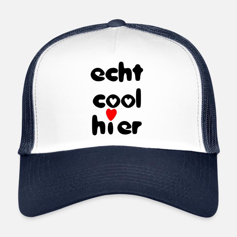 echt cool hier herz schwarz rot - Trucker Cap - Weiß/Navy