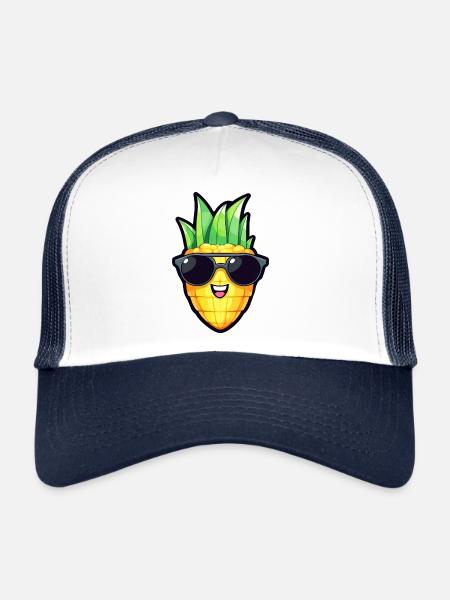 Maïs frais avec lunettes de soleil - Légumes originaux - Casquette trucker  - blanc/marine - Devant