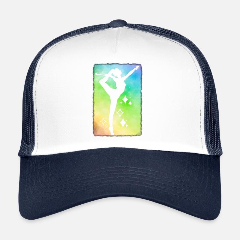 Twirleuse raindow background - Casquette trucker  - blanc/marine