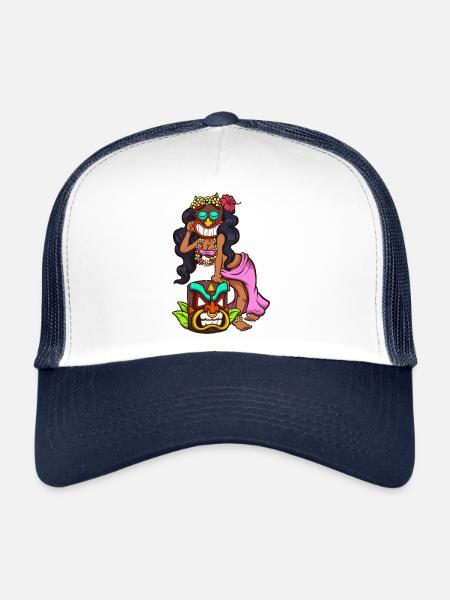 Femme Tiki - Casquette trucker  - blanc/marine - Devant